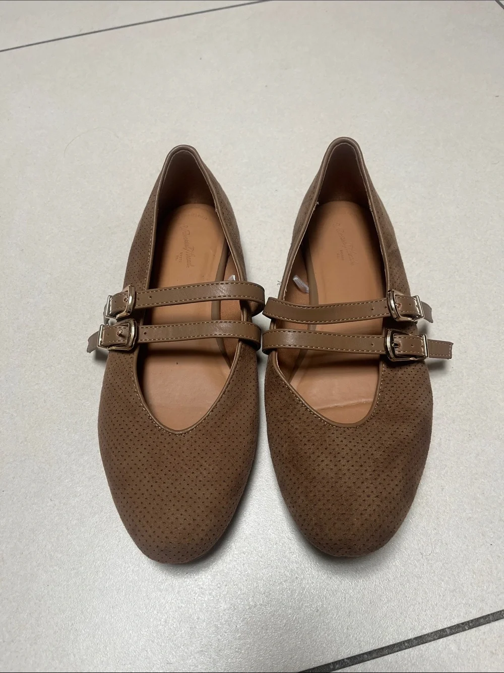 Universal Thread Brown Double-Strap Mary Jane Flats
